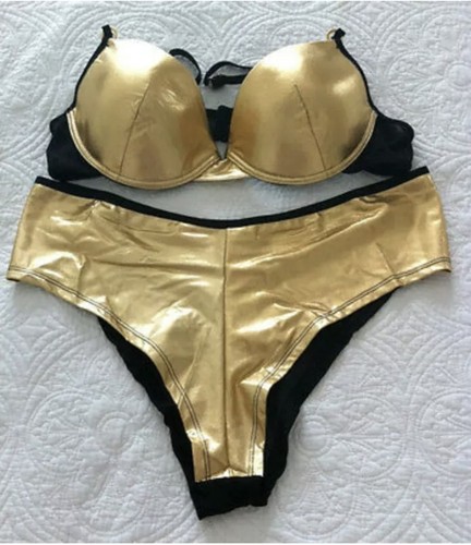 Jolie golden bra thong set - bra,