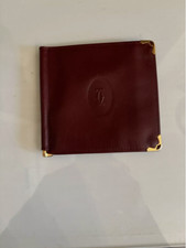 Vintage Must de Cartier Burgundy Leather Wallet – Gold Corners – NOS Unused 