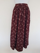 Vintage Ralph Lauren Skirt Burgundy Pleated Midi Long Size 10 Retro Paisley Boho