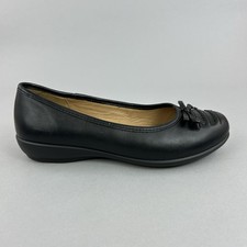 Hotter Emmy Black Ballet Pumps Slip On Comfort Granny Nurse Shoes UK4 EXF Wide
