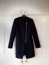 ZARA BASIC NAVY COAT SIZE XS ZIPPED, FULLY LINED. CHARITY SALE