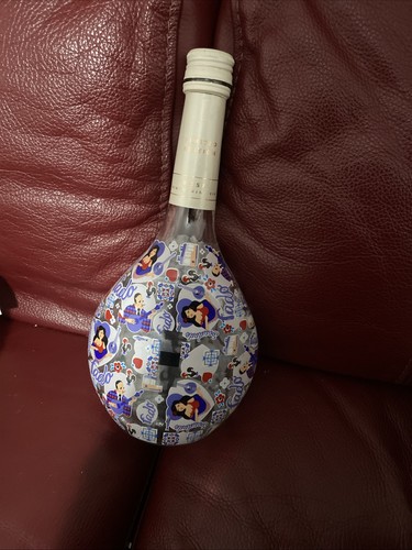 Decorated wine bottle empty - decorated,