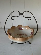 Crown Ducal sweet dish and stand with pink roses