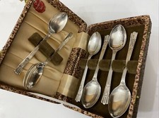 Vintage Boxed Yeoman Silver Plate Scroll Reed 11.5cm EPNS Teaspoons Tea Spoons