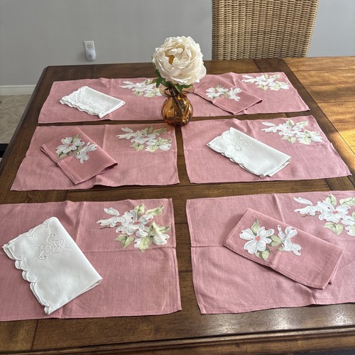Vintage hand appliqué pink - appliqué,