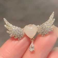Heart Wing Crystal Brooch