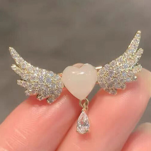 Heart wing crystal - wing, brooch