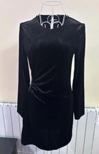 Zara Black Velvet Ruched Bodycon Mini Dress Size M