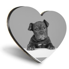 Heart MDF Coasters - BW - Cute Old English Bulldog Puppy Dog  #42763