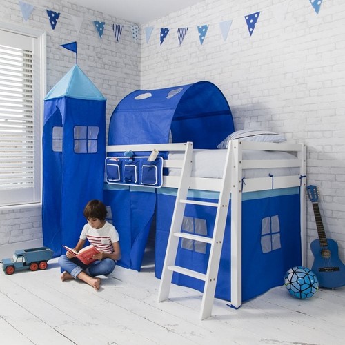 Blue kids midsleeper bed - blue,