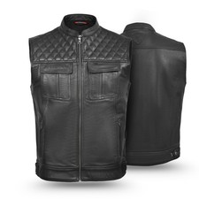 Men's Biker Waistcoat Leather Motorcycle Vest Classic Biker Vest Real Leather