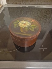 Decorative Floral Decorated Wooden Trinket Box/Old Candle Box With Painted Lid