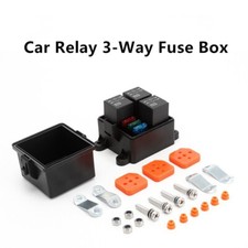 12V 3-Way Fuse Relay Box Holder with 4-Pin 40A Relays & Fuses Kit For Car Truck