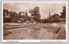 Weybridge RPPC, The Bathing Pool, Oatlands Park Hotel, Typed 1943 Note