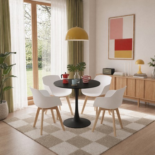 Piece dining table 4 white - 5,