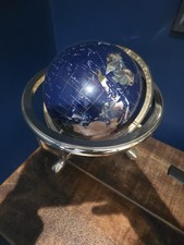 Cream Globe Ornament Gold Metal Base Tabletop Home Office Decor World Atlas Gift