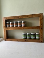Rustic Handmade Herb And Spice Rack Shelf Freestanding Oak Stained Wide style
