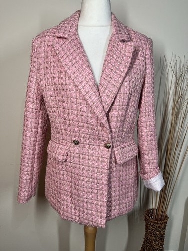 Pink tweed blazer - pink,