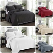 Bedspread  Luxury Quilted Satin Edge Eiderdown Comforter Bed Throw Bedding Set