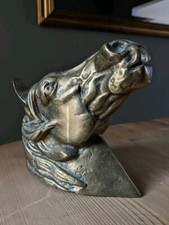 Heavy Cast Brass Horse Head Figure Sculpture Bust Sculpture Tack Room Stable Old
