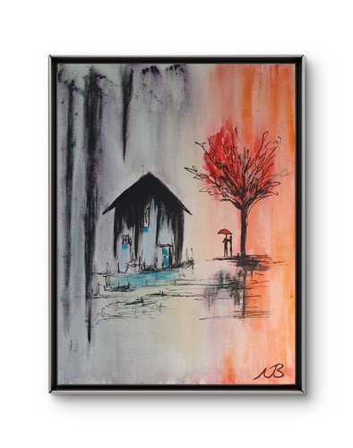 Forest trees 12x16 original - trees,