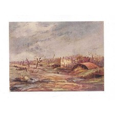 WW1 Enemy Dug Outs on the North Bank of the Plave, Italy - Vintage Print 1920