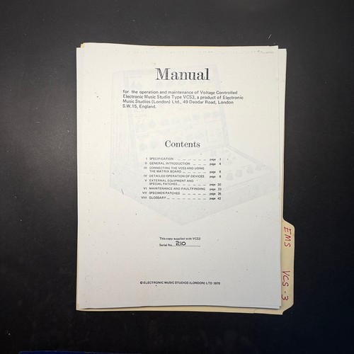 Vintage ems vcs manual - ems, vcs-3