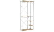 Double 2 Rail 4 Shelf Wardrobe - White