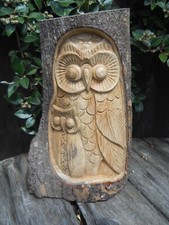 Wooden Carving Figure OWL 25 cm DECORATION INDOOR / OUTDOOR HANGING