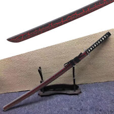 Vintage Red Cracked Wood Arts Bokken Martial Training Katana Sword w/ Scabbard