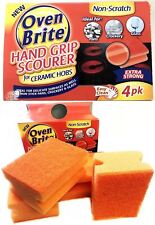 4PK Oven Brite Fingergrip Scourers Ceramic Hobs Non Stick Pans Non Scratch