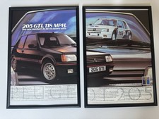 Framed Original Peugeot 205 GTi 1.6 Rally Magazine Advert Poster Man Cave Retro