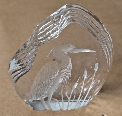 Heron paperweight signed a - heron, by