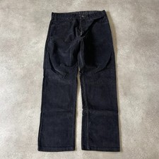 Vintage Needle Cord Trousers Mens 32" Straight Leg Corduroy Pants, Black