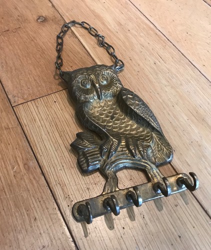 Vintage brass owl - vintage, wall