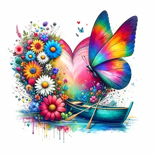 Colourful floral butterfly - colourful,