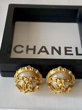 CHANEL VINTAGE 94A Faux Pearl CC Clip-On Earrings