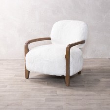 WHITE FUR ARMCHAIR IVORY LONG