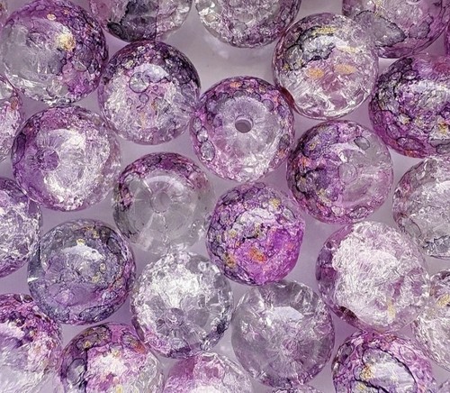 40pcs purple crackle - crackle, glass