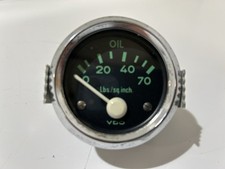 Genuine Porsche 356 VDO Green Face Oil Pressure Gauge  6V  0 - 70 psi Serviced