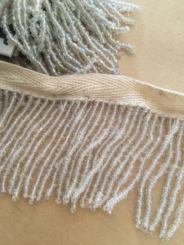 Conso beaded fringe 45mm white - conso,