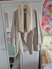 River Island Faux Leather Jacket Size 20 Excellent Condition. Faux Fur Collar. 