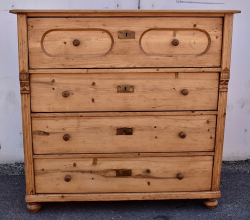 Antique pine chest four - chest,