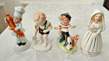 4 Vintage Figurines  Boy with spade+Girl with dog+Bride shaker+Chef Germany