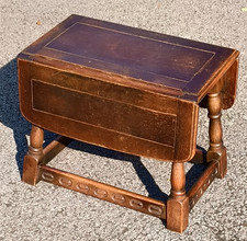 Vintage 1950s Jaycee Furniture Reproduction Oak Drop Leaf Side Table 