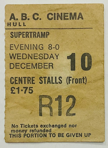 1975 supertramp concert ticket - supertramp,