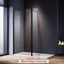 Black Frame Walk In Shower Enclosure With Flipper Wet Room Screen 8mm NANO Glass
