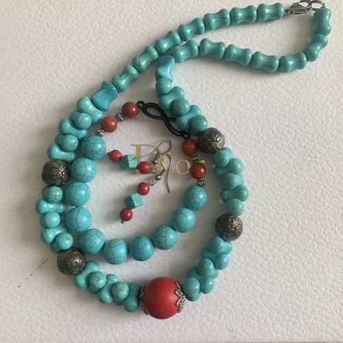Beautiful faux turquoise red - faux,