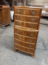 Lovely Antique Art Deco Walnut Chest Of Drawers  / Tallboy Very Good Condition 