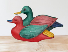 TWO VINTAGE HAND CARVED/PAINTED DECOY WOODEN DUCKS